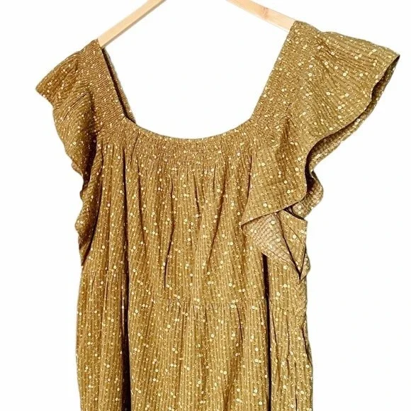 NWT Madewell Daisy Stitch Ruffle Sleeve Flowy Midi Dress Weathered Olive Size 2X - Picture 5 of 15